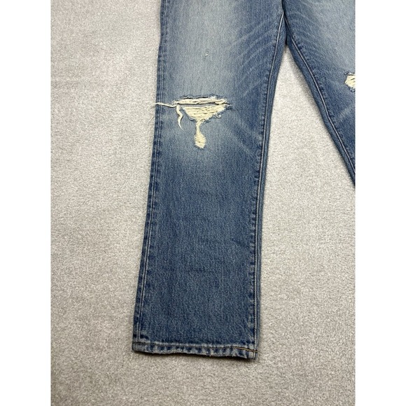 J Crew Slouchy Boyfriend Jeans Medium Blue‎ Distressed Ripped Knees Size 26 - Picture 5 of 15